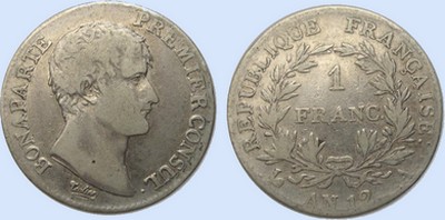 1 Franc BONAPARTE PREMIER CONSUL